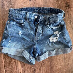 Old Navy High Rise OG Straight Denim Shorts Size 0 Distressed